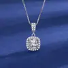 Xiaohongshu Kuaishou Douyin Celebridade da Internet Transmissão Ao Vivo Colar Banhado a Prata Pedra de Alto Carbono Diamante Quadrado Gota d'Água Formato Pera Pingente Feminino Atacado