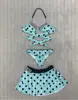 Traje de Baño Sexy de Lunares de Tres Piezas para Mujer, Bikini con Cuello Halter Espalda Descubierta, Traje de Baño Estilo Millennium Resort