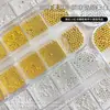 Mini Cuentas de Acero de 12 Compartimentos Decoraciones para Uñas Tamaños Mixtos Venta Caliente Transfronteriza Rhinestones para Uñas Dorados y Plateados 0.8mm Accesorios