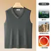 Suéter de una pieza de lana modal de 620G con cuello redondo de terciopelo para hombre, cálido, con calefacción interior, otoño e invierno, forro polar, engrosado