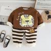 Conjunto de Veludo Moda Outono e Inverno para Meninos Roupas de Inverno para Bebês Espessas Roupas Saudáveis Conjunto de Duas Peças Estilo Western para Bebês e Crianças