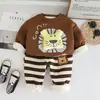 Conjunto de Invierno para Bebé de 2 Piezas Grueso de Polar Ropa Infantil con Dibujo de León 3D Otoño Invierno Ropa para Bebés de 1 Año Niños