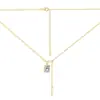Collar Rectangular de Zirconia de Plata de Ley S925 para Mujer con Cadena de Diseño Asimétrico y Cadena para Clavícula con Cuentas Deslizantes Ajustables