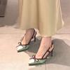 Sandalias de Tacón Alto con Moño de Nuevo Estilo 2025 para Mujer con Falda y Sandalias de Punta, Correas de una Sola Línea con Tacones Huecos, Sandalias para Mujer