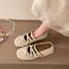 Zapatos planos de ballet a la moda estilo retro para mujer, nuevo modelo otoño 2026, zapatos Mary Jane con correa cruzada de lazo y punta cuadrada