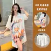 Pijama de Seda Gelada de Verão, Camisola de Verão, Camisa Nova Tendência Solta de Tamanho Grande de Alta Qualidade, Roupa de Dormir Sexy, Roupa para Casa