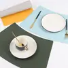 Alfombrilla de Mesa de Comedor de Cuero con Forma de Abanico Doble Cara Estilo Nórdico, Impermeable, Resistente al Aceite, Aislante Térmico para Cuencos, Posavasos Estilo Americano al por Mayor