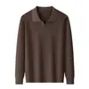Suéter de punto transfronterizo para hombre con lana y seda de morera, con cuello de gaviota, para otoño e invierno, casual, de alta gama y en un estilo "old money"
