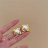 2023 Nueva Llegada Aretes Cuadrados de Perlas Grandes Exagerados Mujer Moda ins Elegantes Retro Novia Vestido de Boda Aretes
