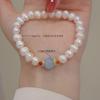 Pulsera de Perlas Naturales de Agua Dulce con Aguamarina Estilo Ins Suave Pulsera Pequeña y Sencilla Pulsera para Mujer Venta al por Mayor