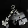 Estilo Milenio Y2K Colgante de Bolso Mariposa Estrella de Cinco Puntas Moda Cadena para Teléfono Móvil Oso Cruz Llavero con Cuentas