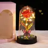 Flor de Rosa con Lámina de Oro en Cubierta de Cristal Muñeca Luminosa Flor Eterna Decoración para San Valentín, Navidad, Regalo para Novia o Esposa
