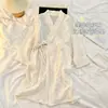 Conjunto de Pijama Robe de Algodão para Estudante Infantil Comprimento Médio Meninas Algodão Puro Manga Longa Primavera Outono Roupão de Banho Meninas Casa