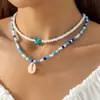 Joias de Concha Europeias e Americanas, Colar de Sementes Estrela do Mar Estilo Boêmio, Joia de Colar Clavícula com Pingente para Férias na Praia