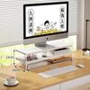 Soporte Elevado Acrílico para Monitor de Computadora Estante de Almacenamiento de Doble Capa para Escritorio de Oficina Estante para Almacenamiento de Notebook