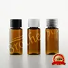 Botella de hombro plano marrón de 15 ml con tapa plana y tapón interior, envase cosmético, emulsión de base de agua de rocío pura, subenvasada en PET, botella vacía