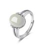 Anillo de la suerte de jade hetiano de plata S925 para mujer, estilo étnico retro, joyería bilateral para dedo índice Seiko Xiangyun