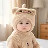 Touca de Bebê Outono Inverno Touca de Pelúcia Quente Espessada Para Recém-Nascidos Touca com Proteção para Orelhas Meninos Meninas Touca de Cobertura para a Cabeça à Prova de Vento