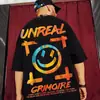 Camiseta Trendy de Dibujos Animados Estilo Hip-Hop Americano Oversized para Hombre, Corte Holgado, Talla Grande, Extra Grande, Manga Corta