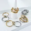 Europeu e Americano Mais Vendido Anel de Aço Titânio com Múltiplos Anéis Empilhados de Quatro Camadas Cravejado com Diamantes Design Personalizado para Mulheres Anel de Dedo de Luxo Leve de Alta Qualidade