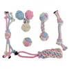 Set de Seis Piezas de Juguetes para Perros en Colores Macarrón Personalizado para Ventas Transfronterizas, Juguetes de Cuerda de Algodón para Entrenamiento de Mordida para Perros