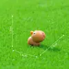 Paisagem em miniatura com um chapéu de folha de lótus fofo, figura de capivara, decoração de jardinagem, ornamento DIY, pequena peça decorativa
