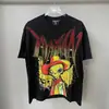 Camiseta Suelta de Manga Corta Retro Moda Hip-Hop Calle Americana Moda Americana Diamante Caliente Emoción Mixta