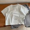 2025 Nueva Camiseta Infantil Coreana de Color Caramelo con Cuello Redondo Casual Versátil de Manga Corta para Niñas Top para Niños Camiseta Elegante de Moda