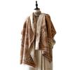 Bufanda de Imitación Cachemir Nueva para Otoño e Invierno Moda Femenina Versátil Retro Tendencia Shawl Bufanda con Estampado de Leopardo Transfronteriza Europea y Americana Otoño e Invierno