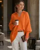 Suéter de punto pullover de cuello redondo transfronterizo europeo y americano 2026 otoño/invierno para mujer, estilo suelto y relajado de Amazon, suéter de color liso para mujer