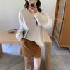 Exportación Transfronteriza Estilo Suave Simple Color Puro Cuello en V Suéter Tejido para Mujer Estilo Coreano Nuevo Estilo Perezoso Suave y Sedoso Tejido