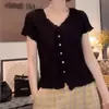 Cardigã Texturizado Estilo Coreano Camisa Fina de Manga Curta para Mulheres Novo Estilo Verão 2026 Top Emagrecedor e Valorizador