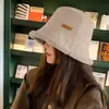 Chapéu de pescador de lã de cordeiro dupla face feminino outono e inverno all-match face pequeno chapéu de bacia engrossado quente à prova de vento frio balde chapéu