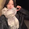 Bufanda a cuadros estilo coreano Ins blanca para mujer 2024 nueva otoño e invierno estudiante pareja moda versátil cálida bufanda