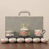 2025 Nuevo Juego de Té Kung Fu de Flor de Hibisco Horno Ru Caja de Regalo Hogar Lujo Ligero Cerámica de Alta Gama Kung Fu Tazón Cubierto Taza de Té