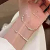 Pulseira Trançada em Prata Esterlina 925 Estilo Coreano com Contas Irregulares de Prata Quebrada para Mulheres Nicho Simples Versátil de Alta Qualidade Corrente de Mão Novo Estilo