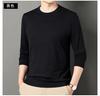 Playera de Punto Fino para Hombre 2025 Primavera y Otoño Nuevo Estilo Moda para Jóvenes y Mediana Edad Casual Cuello Redondo Camiseta Básica Suéter de Color Puro