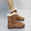 Botas de neve antiderrapantes femininas 2026 novo modelo de inverno pelo de coelho pelúcia quente espessada botas curtas com zíper lateral Botas de algodão Nordeste