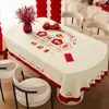 Mantel de Año Nuevo, impermeable y a prueba de aceite, fácil de limpiar, mantel festivo rojo del Año del Caballo, mejora el ambiente, mantel resistente al calor, cubierta para mesa de café