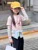Conjunto de dos piezas para niña Aimobebe: camiseta a rayas de manga larga, parte inferior con estampado de dibujos animados y patchwork, top estilo coreano para niños mayores