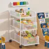 Estante Organizadora de Brinquedos Infantil com Rodas Carrinho de Lanches Multicamadas Móvel para Sala de Estar Prateleira de Armazenamento para Bebê