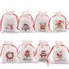 Bolsas de regalo navideñas de cáñamo blanco y rojo, 8 unidades, venta directa transfronteriza, bolsas para dulces, decoración para árboles de Navidad