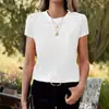 2026 Nuevo Estilo Transfronterizo Europeo y Americano Camiseta de Deseos para Comercio Exterior Casual para Mujer Cuello Redondo Manga Corta Top Crochet de Amazon
