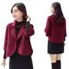 Otoño e Invierno Nueva Chaqueta Corta de Lana Coreana para Mujer Traje de Moda Ajustado Traje Pequeño de Lana Corto