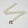 Cinto Feminino Europeu e Americano Transfronteiriço Corrente de Cintura Larga Elástica de Pérolas para Senhoras Fivela com Pedras Strass Embutidas