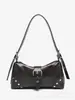 Bolso Biker Vintage para Mujer con Patrón de Ciervo en Cuero Envejecido con Decoración de Hebilla de Pin Remachado, Bolso Baguette de Hombro para Debajo del Brazo