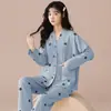 Pijama Nuevo Estilo Otoño e Invierno 2024 para Mujer Manga Larga Estilo Delgado Estilo Celebridad de Internet INS Venta Caliente Conjunto de Cárdigan Casual para el Hogar