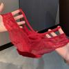 Año del Caballo Rojo Encantador~ Bragas de Encaje Satinado Rojas para el Año del Caballo, Atrevidas y Sexys de Cintura Baja de Malla Pura Deseo