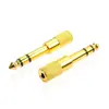 Adaptador de audio de dos canales de 6.5 a 3.5 chapado en oro Micrófono MIC/adaptador de audio