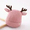 Touca de bebê outono e inverno fofa com chifres chapéu de lã infantil 1-6 anos menino 2 meninas chapéu de bebê quente de tricô